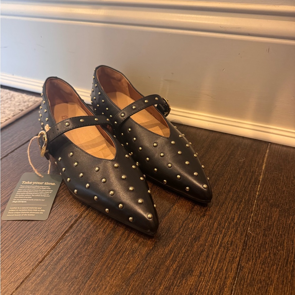 Bared Footwear Freira Black Leather & Hardware Ballet Flats
